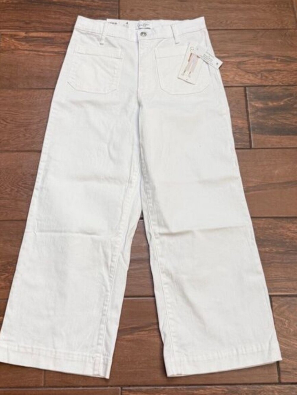 Jessica Simpson Sz 4 Cropped Wide Leg High Rise Jeans White NWT